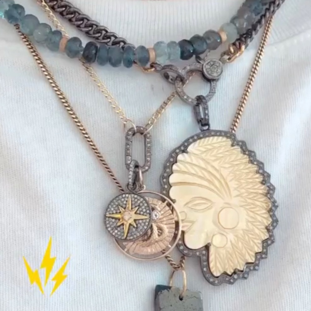 14k diamond lock and chain necklace